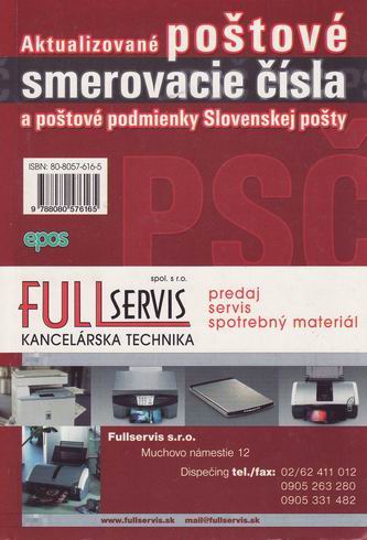 AKTUALIZOVANE POSTOVE SMEROVACIE CISLA A POSTOVE PODMIENKY SLOVENSKEJ POSTY